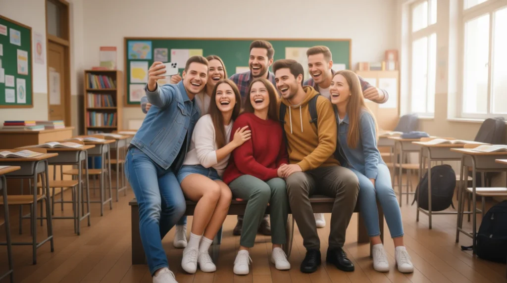 School & College Friends Captions