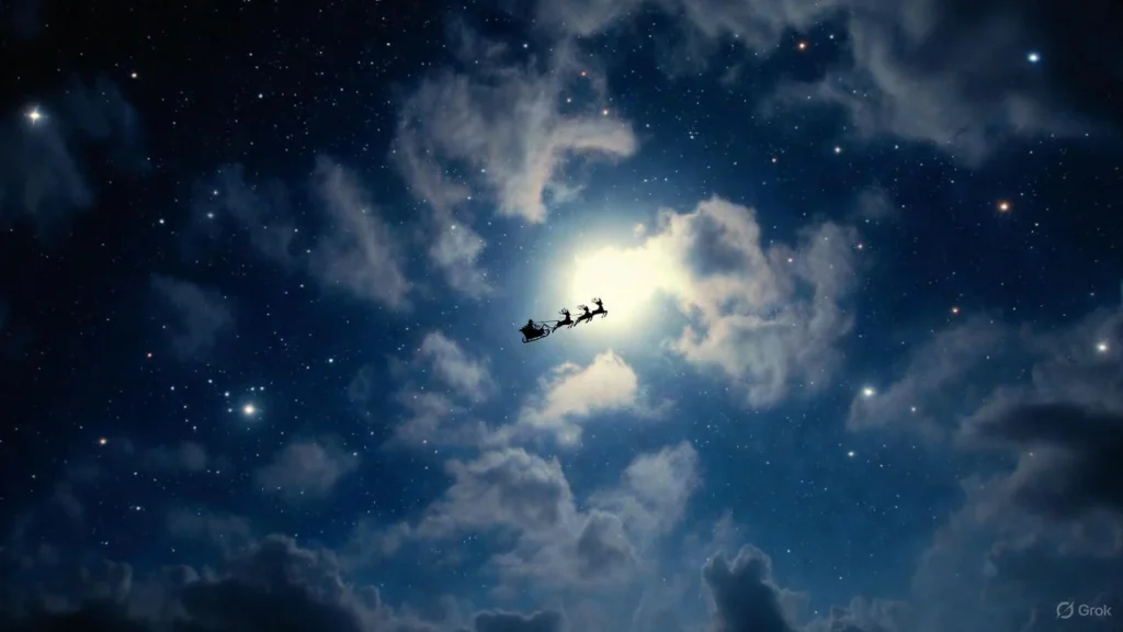 Christmas Night Sky & Sleigh Captions