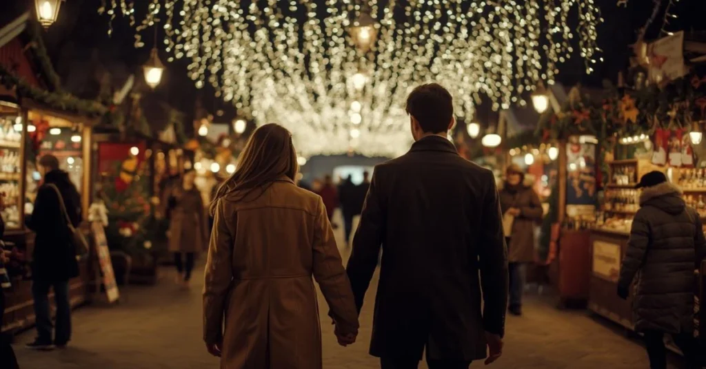 Couple Christmas Night Market Captions