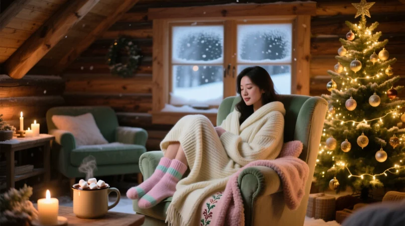 Cozy Christmas Night Gown Captions