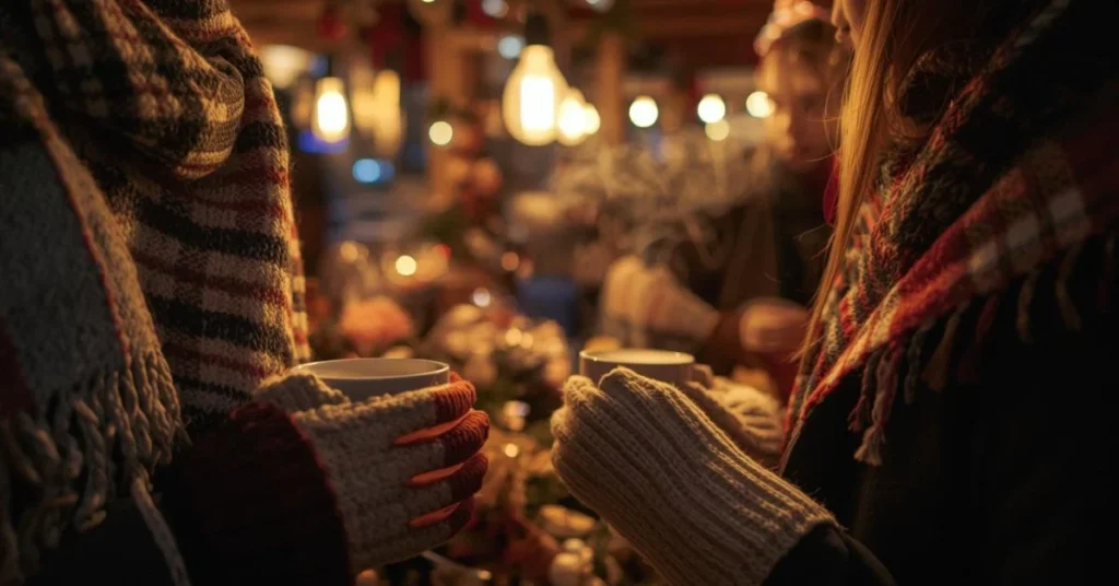 Cozy Winter Night Market Captions