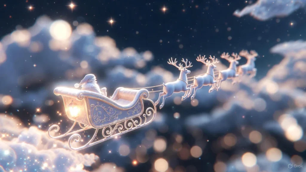 Dreamy Santaβs Sleigh Christmas Night Captions