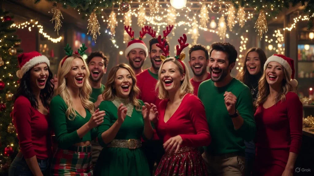Group Christmas Night Club Captions