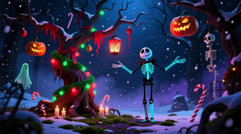 Halloween Meets Christmas Captions