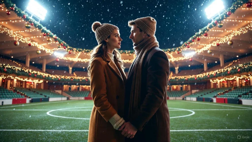 Romantic Christmas Night Football Captions